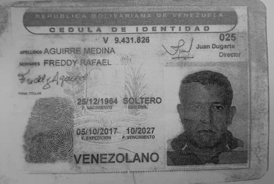 Cédula de Freddy Aguirre