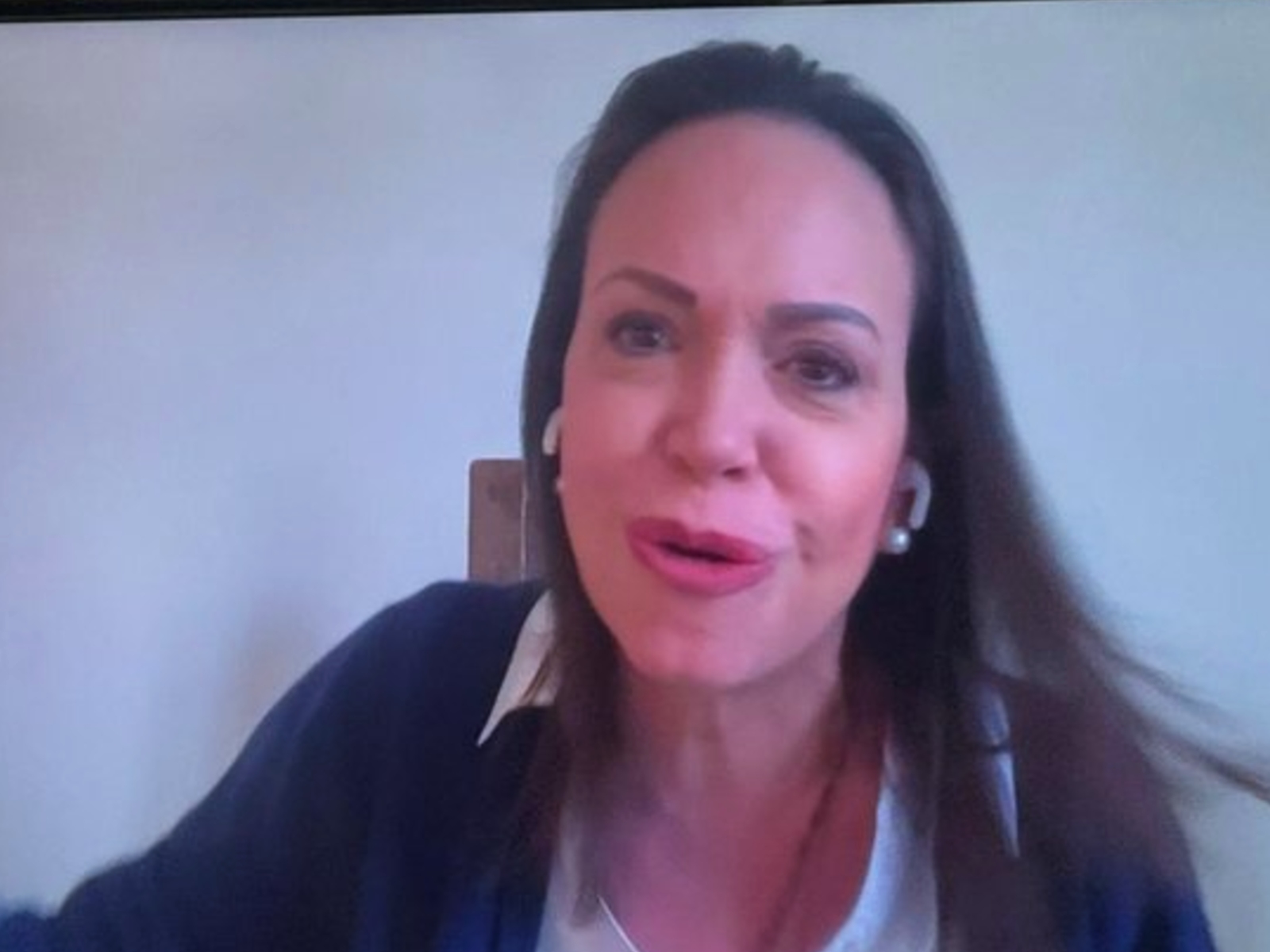 María Corina Machado durante encuentro virtual de la PUD